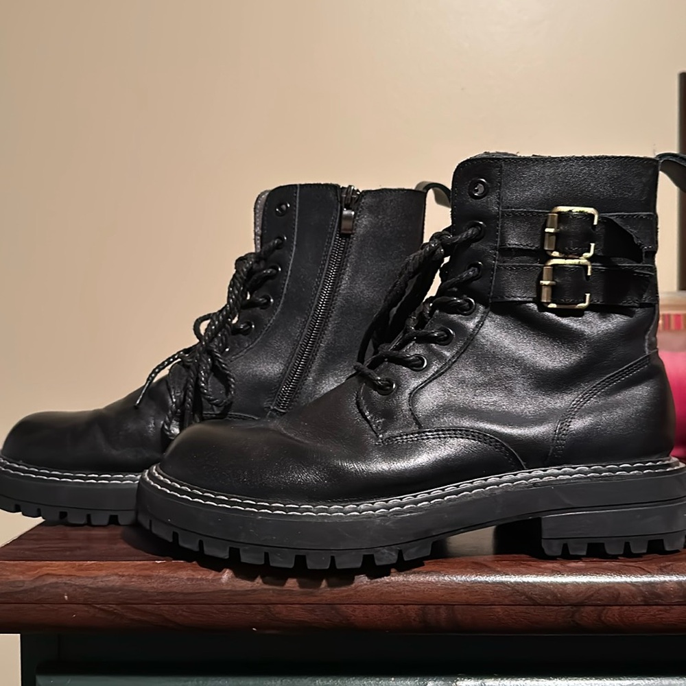 Black combat boots